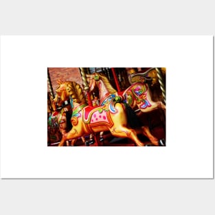 Fairground carousel horses Posters and Art